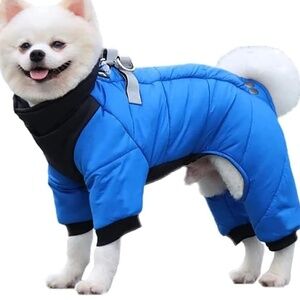 Duomm XL 13-15 Pound Dog Snowsuit Outdoor Pet Clothes Gear Royal Blue Black